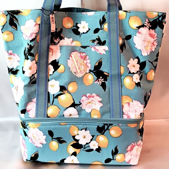 NWT💥VICTORIA SECRET LARGE LUNCH TOTE w/Bottom Storage Compartment  Light Blue - Picture 12 of 12